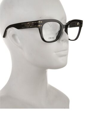 Dior Black Cat-Eye Optical Glasses with Gold Accents